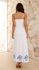 Daya Maxi Dress - White / Blue