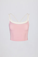 Soft Active Layered Tank Top in Powder Pink