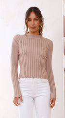 Imogen Long Sleeve Knit Crop - Mocha