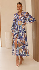Aida Long Sleeve Maxi Dress - Azure Blue