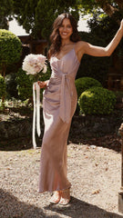 Yasmeen Tie Front  Maxi Dress - Dusty Pink