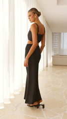 Amani Linen Maxi Skirt - Black