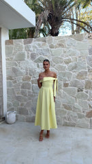 Bentley Off Shoulder Midi Dress - Lemon
