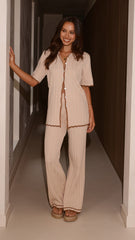 Shaylie Button Up Shirt - Beige