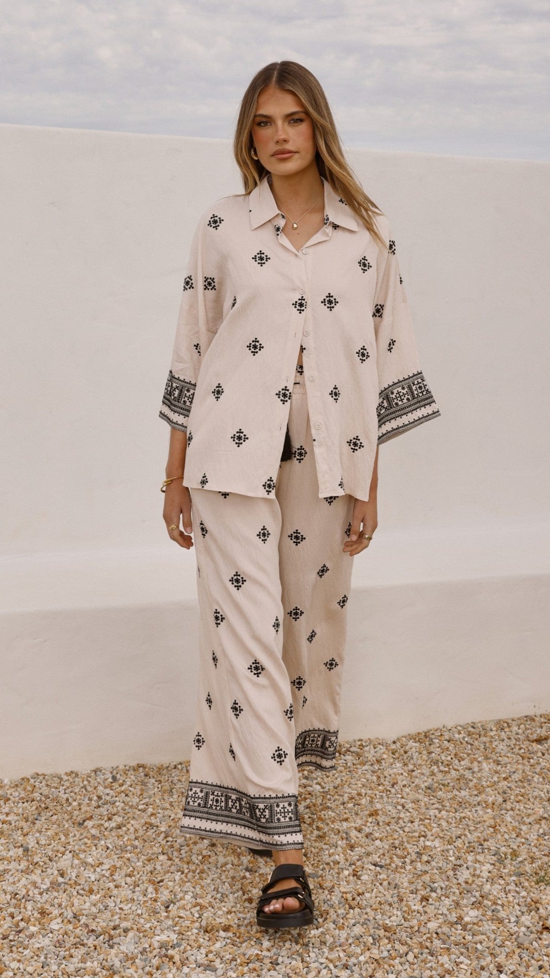 Deni Pants - Beige/Black