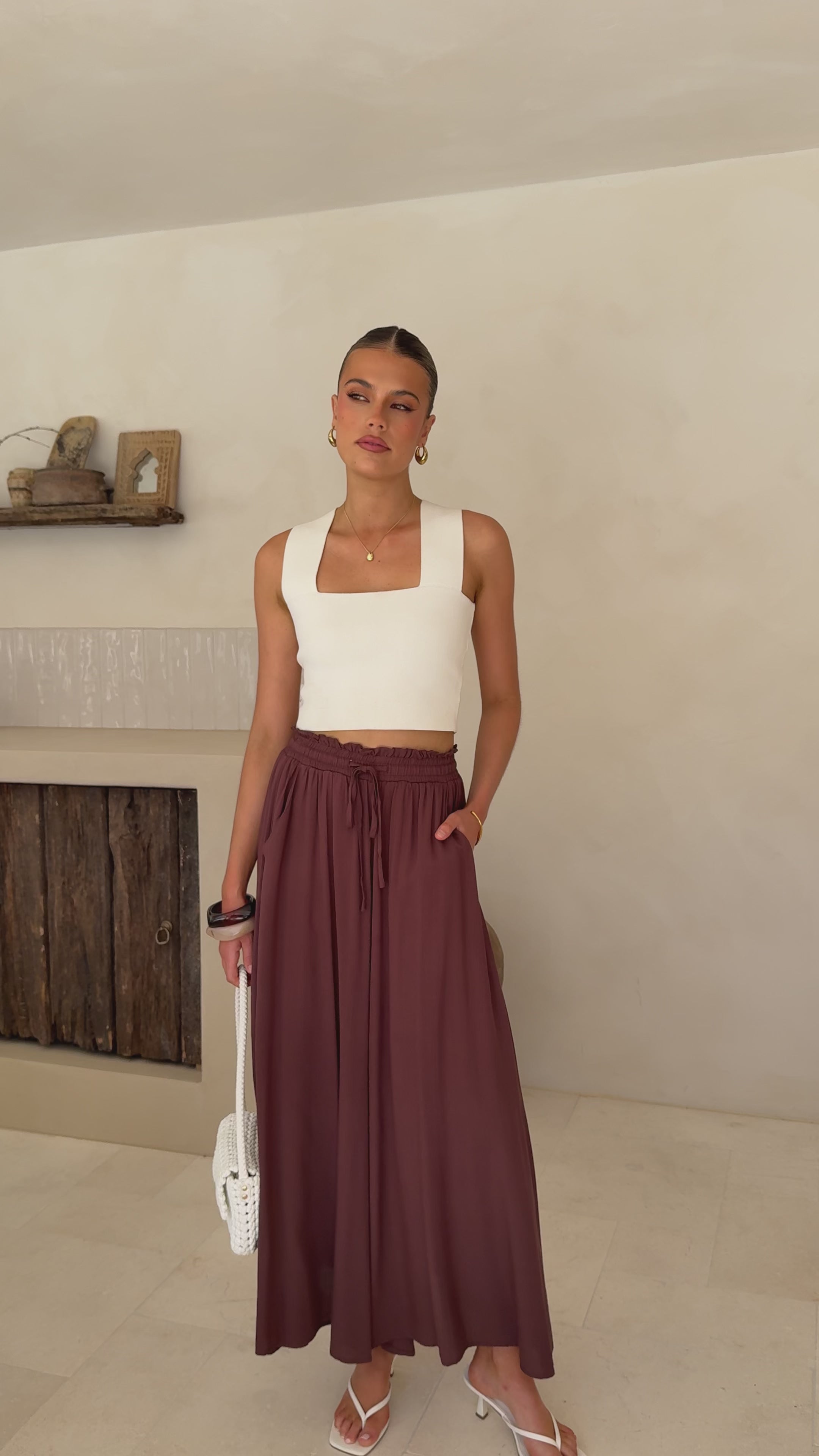 Aria Wide Leg Pants - Chocolate