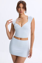 Lyra-Mid-Rise Micro Mini Skirt in Dusty Blue