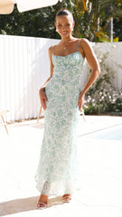 Margie Midi Dress - Green Flower