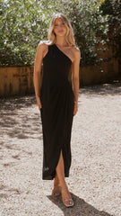 Clara One Shoulder Maxi Dress - Black