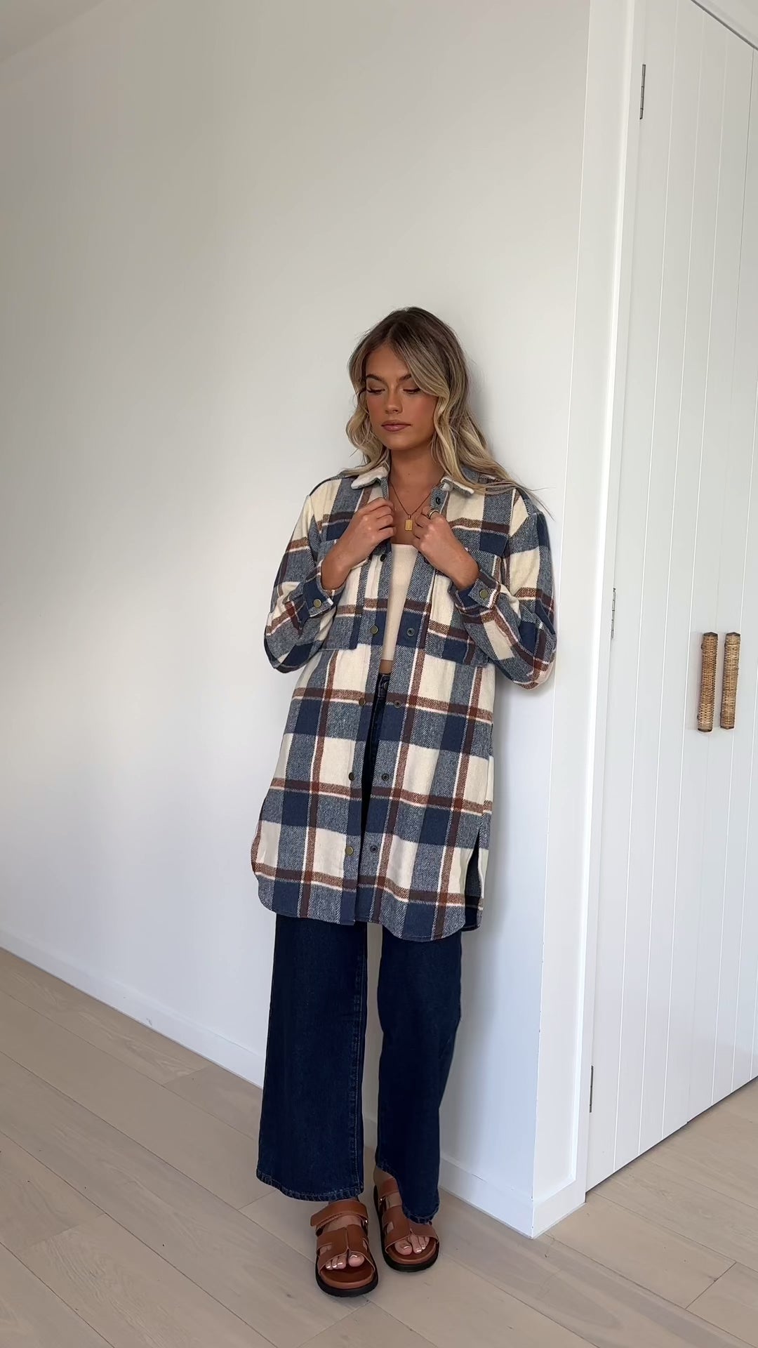 Saskia Jacket - Navy/Cream Check