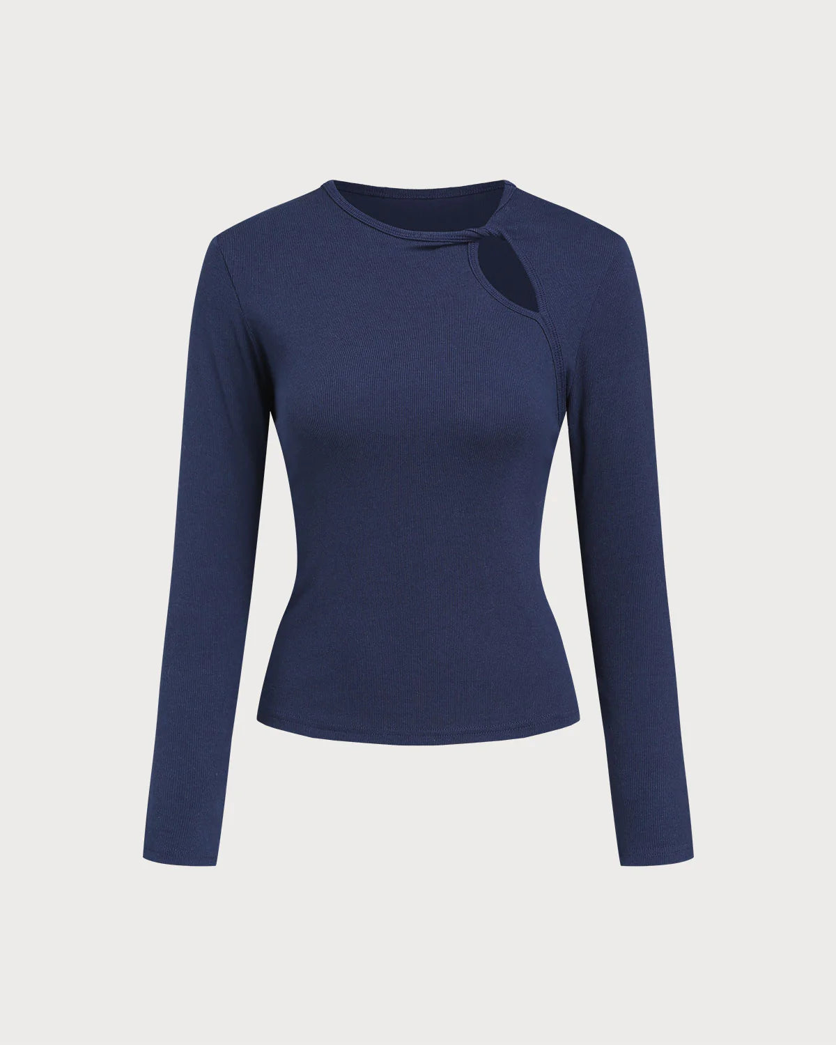 Navy Cut Out Slim Knit Tee