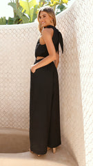 Lara Halter Neck Wide Leg Jumpsuit - Black