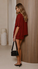 Louise Mini Skort - Burgundy
