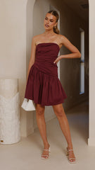 Selena Mini Dress - Burgundy