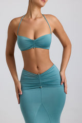 Giselle-Slinky Jersey Hardware Detail Maxi Skirt in Sea Green