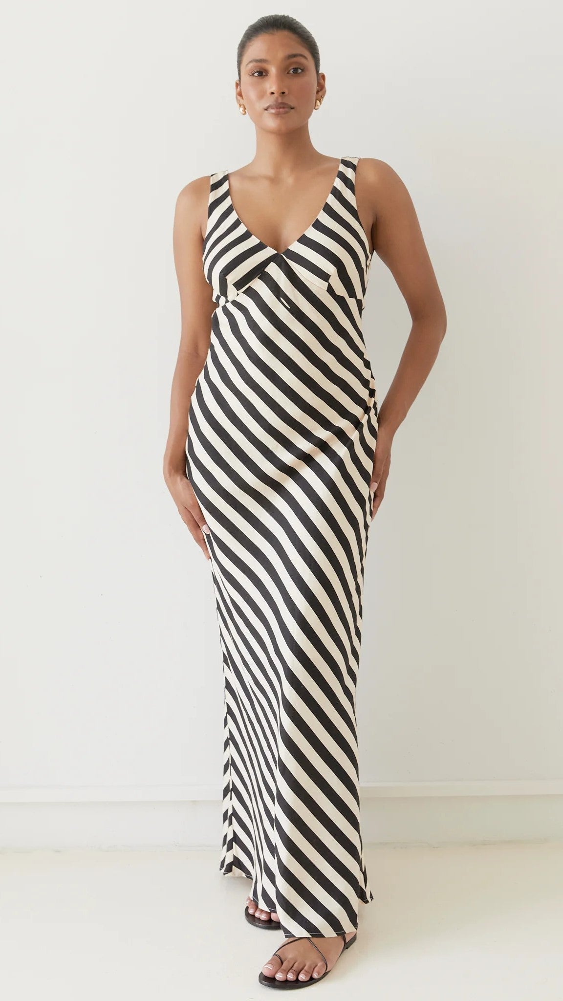 Ellery Maxi Dress - Black/Beige Stripe