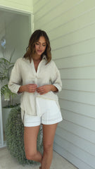Taryn Button Up Shirt - Natural