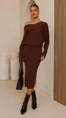 Iluka Knit Midi Skirt - Chocolate