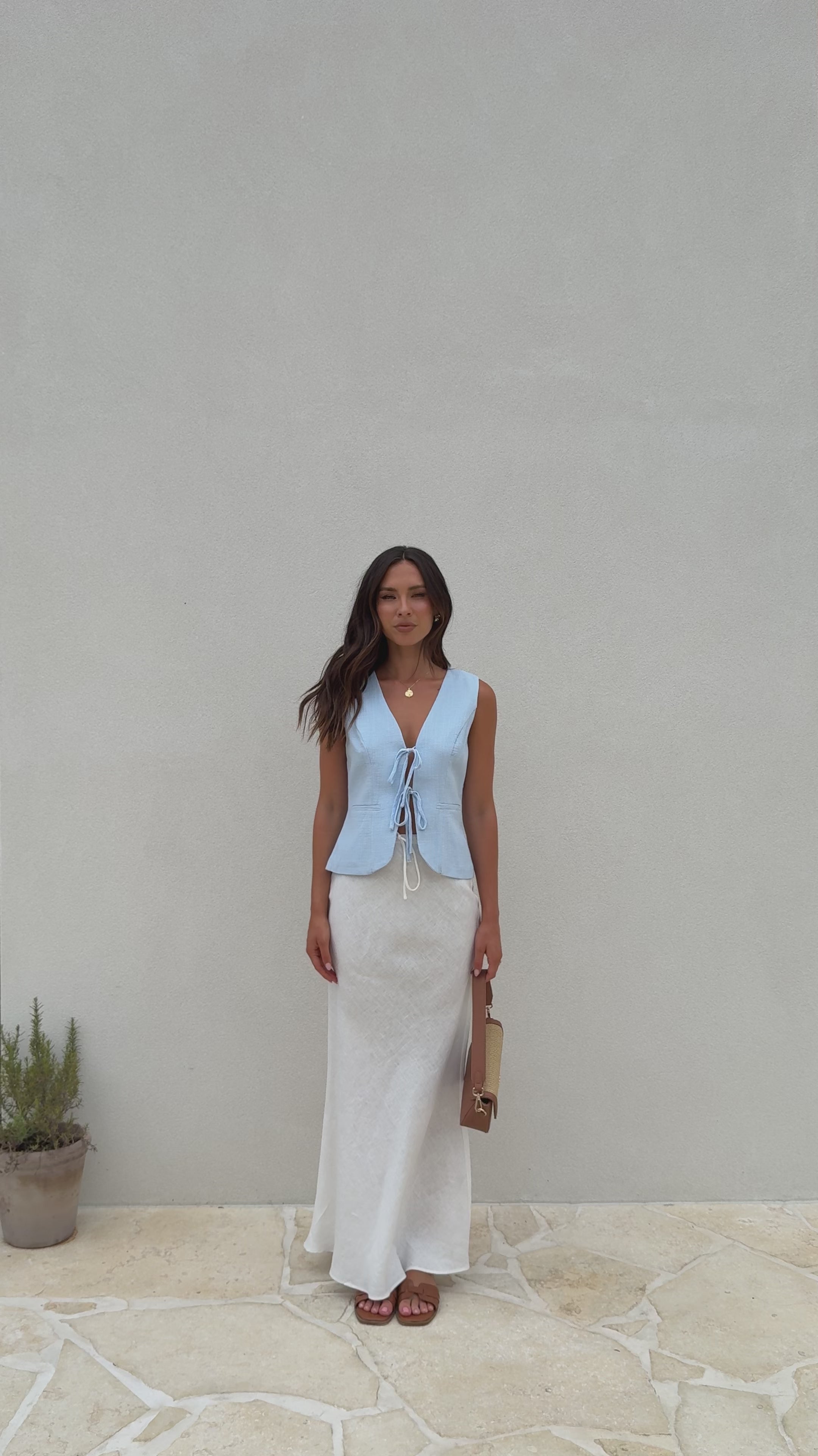 Alisa Tie Vest - Light Blue