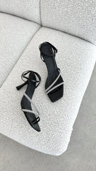 Reyes Heel - Black Crinkle Diamante