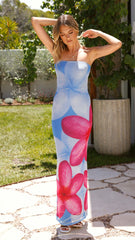 Lydie Strapless Maxi Dress - Blue/Pink
