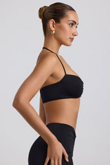 Jerika-Slinky Jersey Hardware Detail Halterneck Bralette in Black