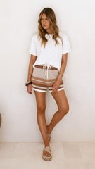 Janella Knit Shorts - Natural / Cream Stripe