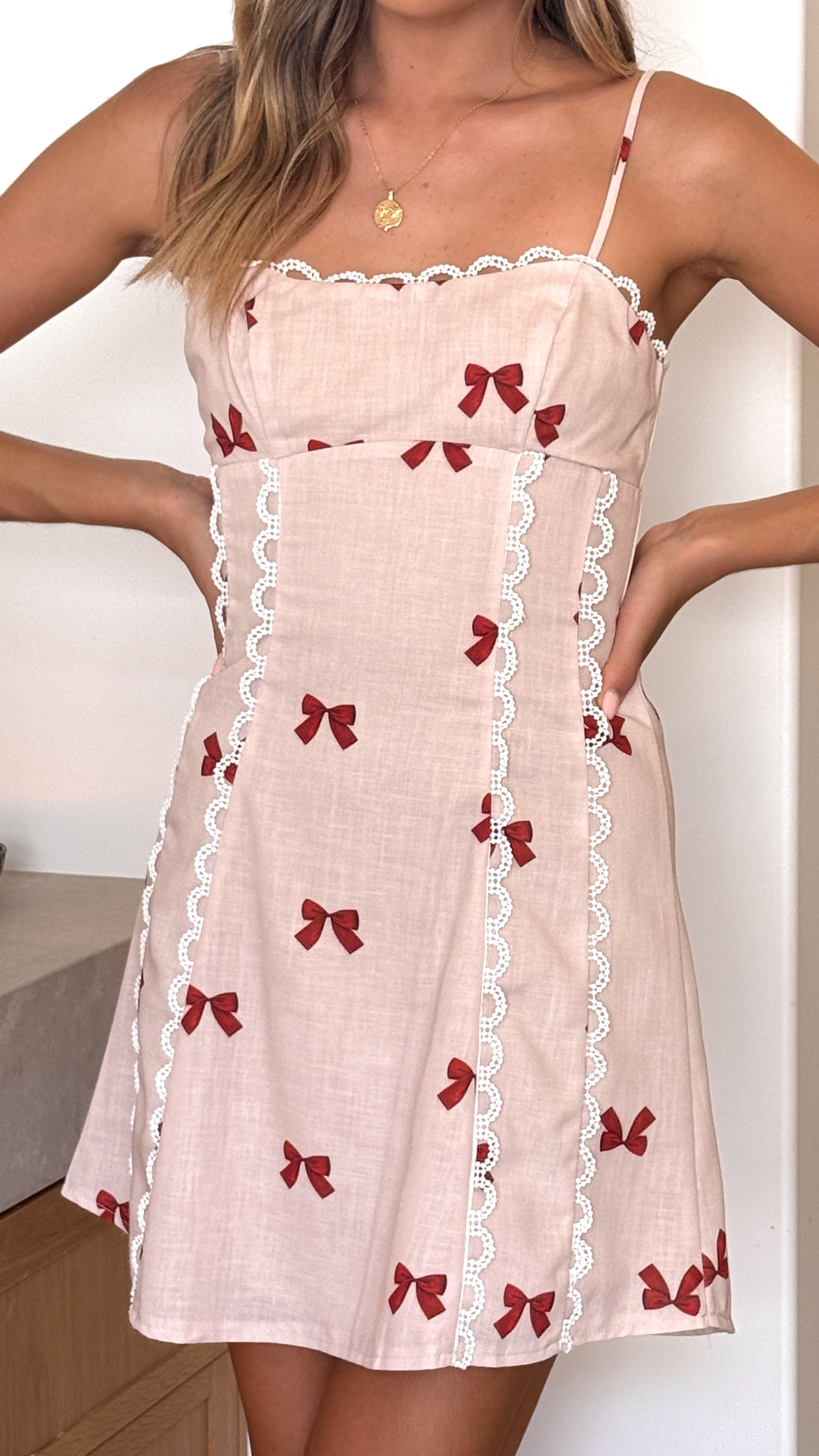 Cartia Mini Dress - Red Bow