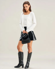 Black Faux Leather Mini Skirt