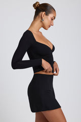 Solene-Modal A-Line Mini Skort in Black