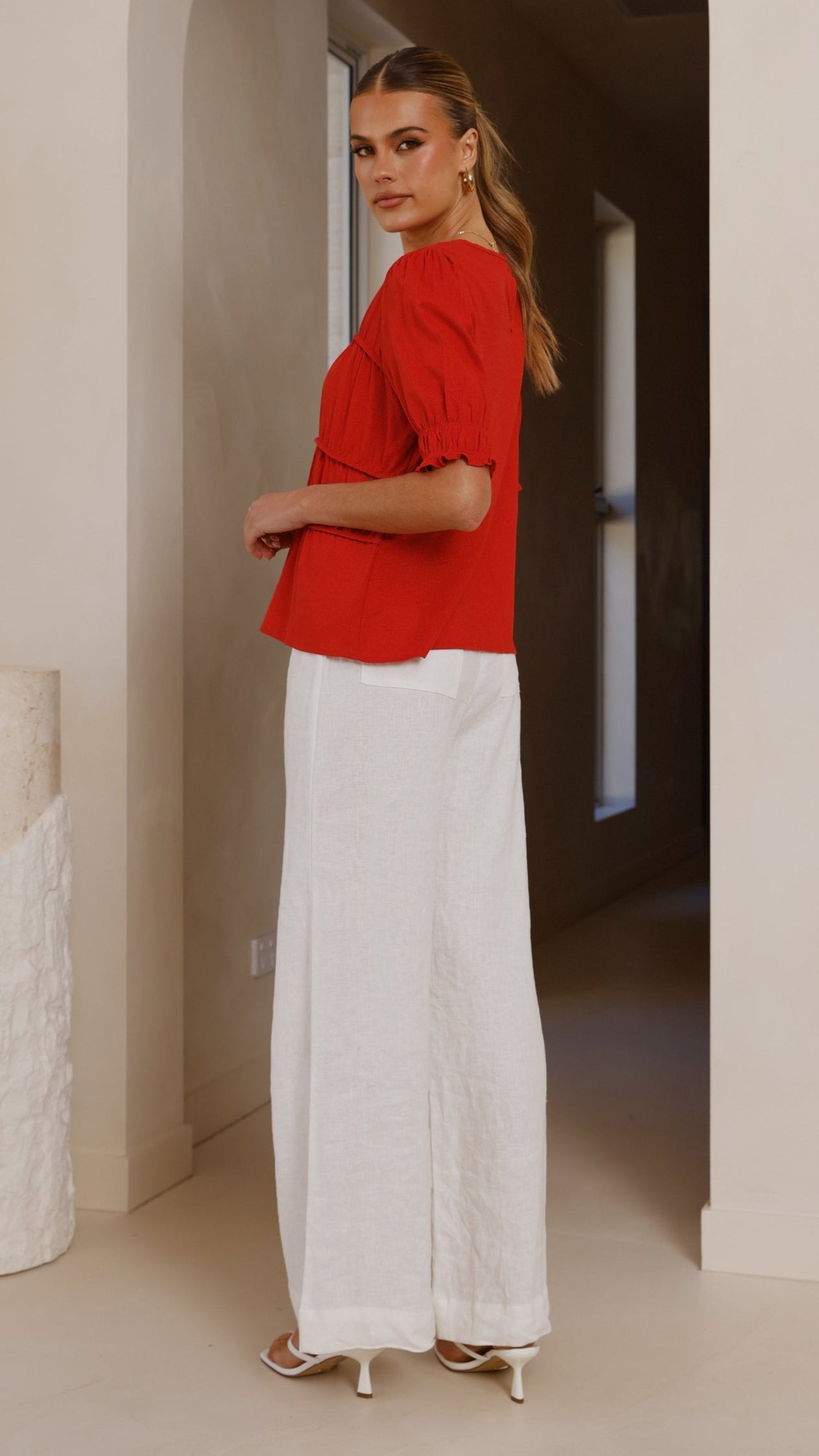 Kai Short Sleeve Top - Red