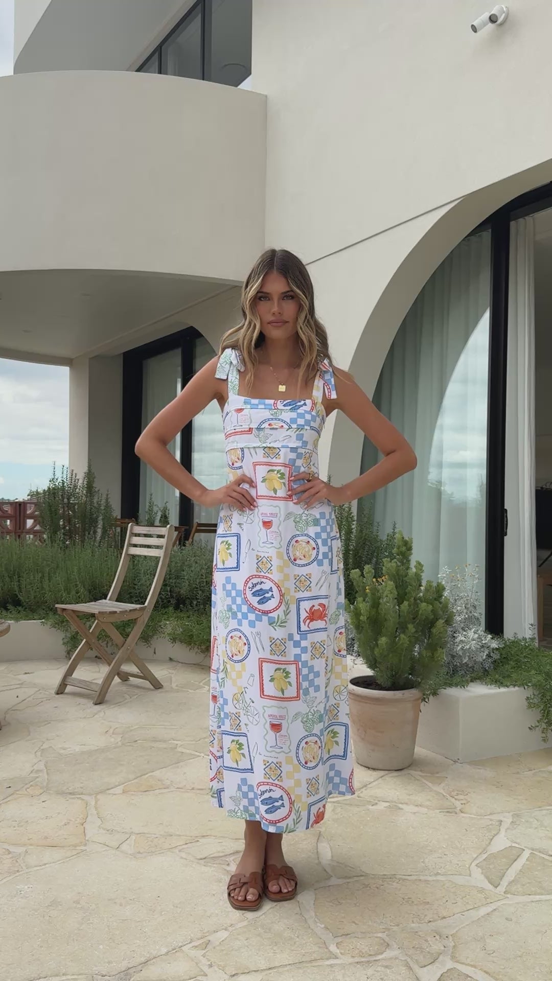 Luna Tie Shoulder Maxi Dress - Picnic Print