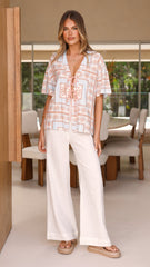 Leena Tie Top - Flores Print