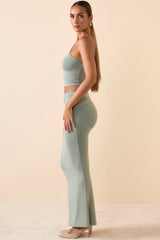 Lena-Modal Twist-Front Maxi Skirt in Smoke Green