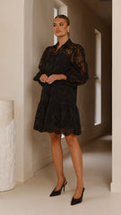Acacia Lace Mini Dress - Black