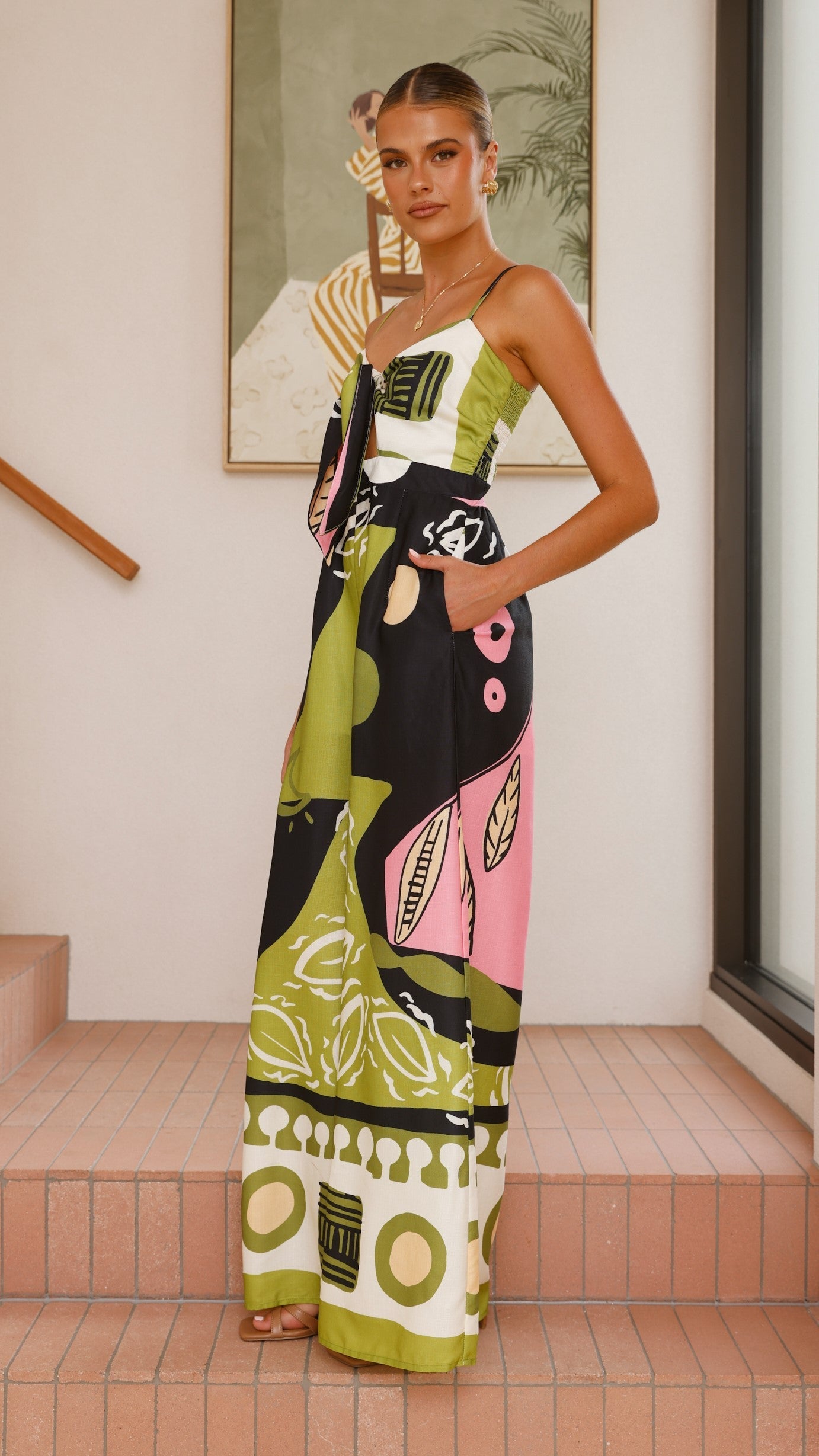 Teresa Jumpsuit - Green/Pink