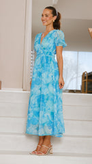 Talma Maxi Dress - Blue Floral