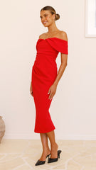 Holly Midi Dress - Red