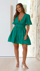 Erin Mini Dress - Emerald