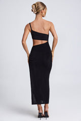 Ishtar-One Shoulder Cut Out Maxi Dress in Black