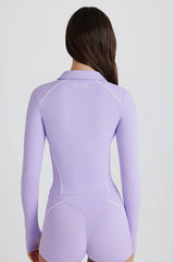 Soft Active Contrast Zip-Up Jacket in Lilac
