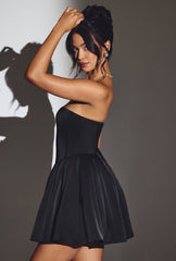 Emeline-Corset Tulle Mini Dress in Jet Black