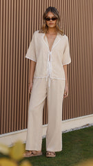 Hartley Pants - Beige / White