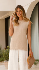 Marah Sleeveless Top - Tan