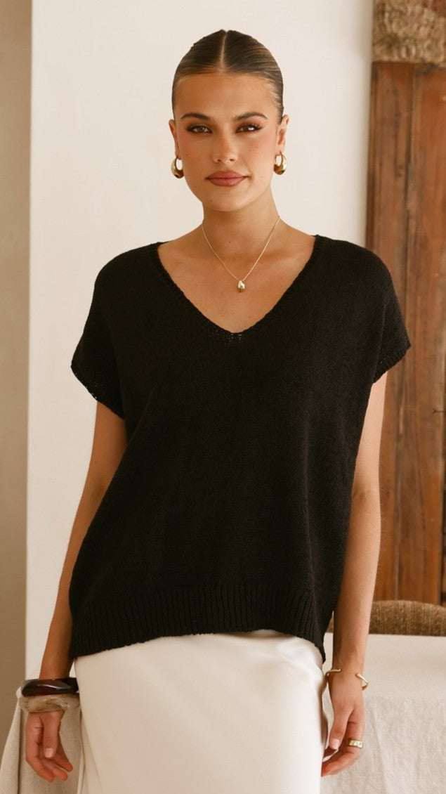 Stelaria Knit Top - Black