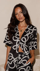 Fergie Button Up Shirt - Black / White Print