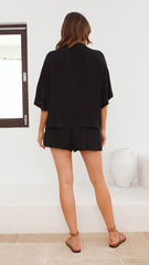 Edita Button Up Top - Black