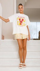 Capri Top and Shorts Set - White/Yellow