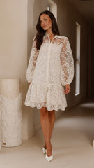 Acacia Lace Mini Dress - White