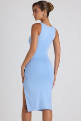 Nakia-Modal Bow-Detail Sweetheart-Neck Midi Dress in Sky Blue
